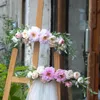 Flores decorativas ciletas artificiais de seda peônia branca penduradas na parede para decoração de casamento no jardim da porta da frente