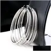 Hoop Huggie Luxe Mtilayer Grote Oorbellen Vrouwen Trendy Matte Ronde Grote Maat Voor Meisje Vrouwelijke Mode Oor Sieraden Drop levering Dhy1K