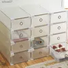 5pc Transparent shoe box storage shoe boxes thickened dustproof storage box shoes organizer superimposedcombination shoe cabinet L230705