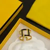 Nieuwe dubbele F-monogramringen Luxe emaille hol goud zilver en roos Ringopening Verstelbaar Minimalistisch ontwerp Ring voor stel Designer ring Sieraden