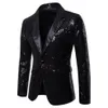 Chaqueta Blazer con adornos de lentejuelas doradas brillantes para hombre, chaqueta para club nocturno para hombre, traje de fiesta de boda, chaqueta para cantantes de escenario, ropa 246i