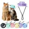 Vêtements pour chiens Chapeau pour animaux de compagnie avec trous d'oreille Lavable Dress Up Sunproof Baseball Bucket Sun Accessoires