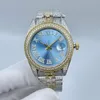 Montre automatique saphir diamant hommes affaires montres mécaniques automatiques femmes étanche 41 mm avec bracelet en acier serti de diamants Montre de Luxe L