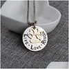 Collane con ciondolo Carino Live Love Rescue Collana con scritta Animal Cat Dog Paw Print Personalizzata per donna Uomo S Fashion Jewelry Dro Dhcwf