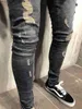 Herrjeans Mode Herrjeans Straight Slim Fit Biker Jeans Byxor Distressed Skinny Ripped Destroyed Denim Jeans Tvättade Hiphop Byxor Z230707