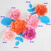 Fleurs décoratives DIY Fleurs Artificielles Artificielles Toile de Fond Papier Géant Rose 6PCS 4 Feuilles Pour Chambre Couleur Thème Décoration Murale