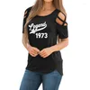 女性の Tシャツヴィンテージ 1973 オリジナルパーツ 50 プリント女性 Tシャツ 50th 誕生日ギフトクロスオフショルダーカジュアル Tシャツファムトップス