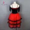 Danse préférée nouveau Ballet Tutu corsage en velours noir avec Costume de Ballet en Tulle rouge femmes espagnol Tutu251A