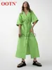 Casual Dresses OOTN Elegant Cotton Linen Wrap Long Dresses Women Summer Belt Lace Up Notched Office Lady Dress Split A-Line Dress Robe Femme J230705