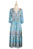 Robes de soirée femmes Floral Vintage Boho longue robe imprimé col en v demi manches élégant bohème Vestidos grande taille 2023 S-XL