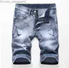 Men's Jeans Men Slim Ripped Denim Shorts Jeans Designer Distressed Bleached Stylist Holes Retro Short Pants Big Size 42 Trousers JB3 Z230707