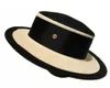 Wide Brim Hats Bucket Hats Women's black and white joint straw hat with ribbon letter Brim Boater hat Derby Beach sun hat Women's summer wide Brim UV protective hat 230704