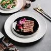 Fancy Tableware Round Ceramic Black White Dinner Plates Dishes Irregular Porcelain Serving Plate for Restaurant Hotel