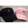 Boinas Rosa bordado papá sombrero mujeres hombres lindo ajustable algodón Floral gorra de béisbol