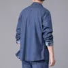 Camicia da uomo Summer Cool Sense Jeans 2 pezzi Set Tencel Thin Business Casual Ice Silk Giacca e pantaloni in denim allentati Abbigliamento quotidiano