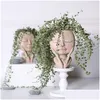 Вазы девушки лицом к головным цветочным плантаторам Succent Plant Container Pot Figure Decor Decor Nordic Tabletop Ornament H5 2205271732768 Drop Dhuww