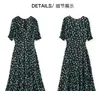 2023 Summer Multicolor Floral Print Silk Dress Short Sleeve V-Neck Knee-Length Casual Dresses W3L049212