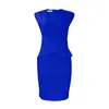 Casual Dresses 2023 Sommer ärmelloses, figurbetontes Midi-Kleid Frauen Eleganter fester O-Ausschnitt Saum Party Arbeit Business Büro Dame Bleistift Robe