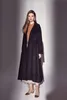 نساء معاطف الصوف Colombo Winter Long Black Slim Coat مع شعر الجمل