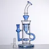 Wholesale Klein Recycle Glass Dab Rig Smoking Flower Water Pipe 14.4mm Thick Base Blue Smoking Rig Hookah Beaker with Glass Bowl Portable 7.48 inch Bubbler