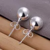 Orecchini a bottone in argento sterling 925 6mm / 8mm / 10mm Cerchio rotondo Solid Ball Bead Donna Fashion Wedding Party Jewelry