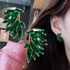 Stud Earrings Fashion Brand S925 Silver Needle Wing Crystal For Women Classic Big Long Earring Girls Party Jewelry