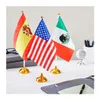 Custom Polyester World Mini All Country National Office Desk Stand Table Top Flags With Base