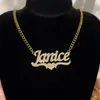 Pendant Necklaces Personalized Name Necklace Customized Shiny Name Necklace Gold Stainless Steel Cuban Chain Necklace Women's Necklace Jewelry Gifts 230704