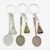 Keychains Fashion Badminton Charm Key Chains Metal Antique Bronze Sport Style Shuttlecock Rings Fit For Bags/Cars 8CM Y15793