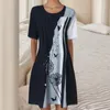 Sukienki na co dzień 2023 moda eleganckie kobiety sukienka luźna Midi z nadrukiem Sundress Temperament szata Femme Vestidos Streetwear