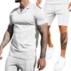 Survêtements pour hommes vente 2023 été gaufré col en v Polo à manches courtes ensemble de shorts pour les sports loisirs mode Cool et confortable