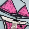 Wygodne seksowne projektantki strojów kąpielowych Kobiety różowy strój kąpielowy lato moda alfabet diamentowy zestaw dziewcząt bikini296k