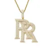 Collier Rap Hip Hop Double R, grande lettre initiale en laiton, bijoux fins, pendentif RR personnalisé