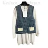 Abiti casual di base firmati Abito da donna a maniche lunghe Gilet di jeans vintage Cappotto con scollo a V in due pezzi Jean 9IY6