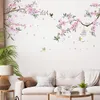 Raflar Pembe Çiçek Ağacı Şube Kuş Duvar Sticker Oturma Odası Yatak Odası Ev Dekor Pvc Duvar Kağıdı Kız Odası Kreş Dekor Sanat Çıkartma Duvar Resmi