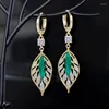 Dangle Earrings 2023 Senior Hollow Green Leaves Temperament Drop Fashion Luxury Long Versatile Fine Women Jewelry