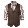 Men's Vests Fashion Vneck Suede Vest Casual Singlebreasted Business Suit Men Sleeveless Jacket Waistcoat 230705