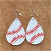 Dangle Chandelier Leather Sports Earrings Baseball American Germany National Flag Football Soccer Basketball Softball For Women Dr Dhsml