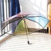 傘透明防風傘虹色旅行女性折りたたみクリア自動雨傘ガールギフト日傘 R230705