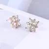 Серьги -серьги -грибы Rhinestone Цветочный розовый золотой цвет модные бренд Кристалл снежинок Свадебные украшения для женщин распродажа e616