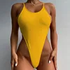 Costumi da bagno da donna Sexy perizoma Costume da bagno intero Donna Body senza schienale Fascia femminile Maio Abbigliamento da spiaggia Monokini solido 2023 Uscite da bagno