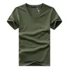 Men's Suits H095 Plus Size T-Shirts Summer Casual V-Neck Breathable Brand T Shirt Men Short Sleeve Solid Color Cotton Tops Tees