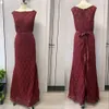 2023 Bridesmaids Dresses Real Image Burgundy Full Lace Mermaid Floor Length Zipper Back Formal Maid Of Honors Wedding Guest Gowns With Sashes
