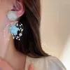 スタッドピアス再韓国スタイルブルースターペンダント女性エレガントな模造真珠フィッシュラインイヤリングファッションシンプルな耳のジュエリー