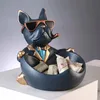 Rideaux Cool bouledogue français majordome avec bol de rangement pour clés, perles et bijoux, statue de chien, décoration d'intérieur, sculpture de chien, cadeau d'art en résine
