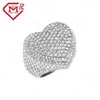 Half Band Hip Hop Heart Shape S925 Ring Mirco Pave Ice Out Vvs White Heart Moissanite Ring