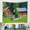 Tapisserier Forest Cabin Bakgrund Tapestry Gardin Vägg som täcker nordisk hippie vägg bakgrundsdekoration tapestry gardin sovrum