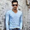 Men's Suits A2239 Trendy Men T Shirt Casual Long Sleeve Slim Basic Tops Tees Summer Stretch T-shirt Mens Clothing