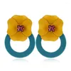 Stud Earrings Vintage Flower Earring 3 Color Statement Fashion Ethnic Boho Studing For Women Jewelry