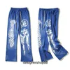 Sweats à capuche pour hommes Sweats Hellstar Studios Blue Retro Mud Print Distressed Sports Casual Pants Bell-bottoms